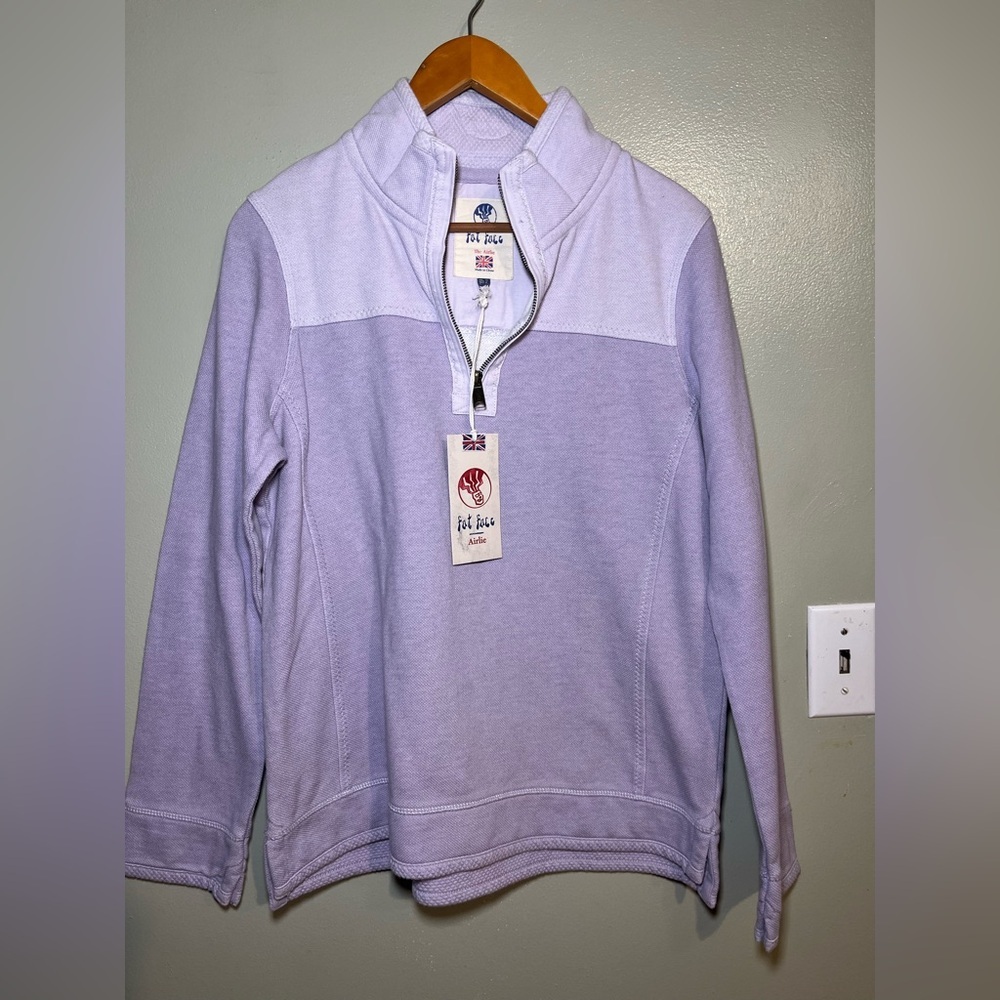 Fat Face Airlie  Purple Quarter-Zip Pullover Womens Sweater 8 NWT
